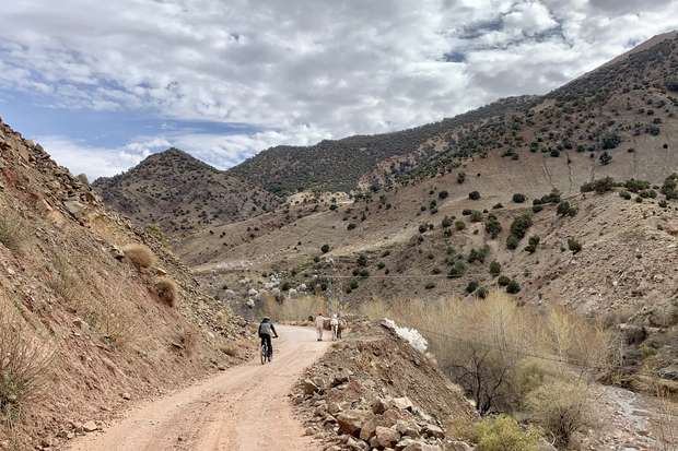 Cyclist in the Atlas Mountains